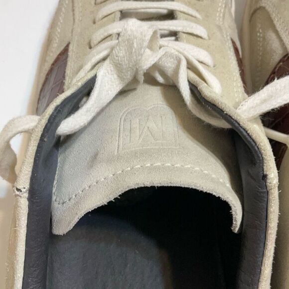 Bruno Magli Justice Men’s Suede Sneakers, Size 13, Tan and Brown Croc with Shoeb - Picture 12 of 16